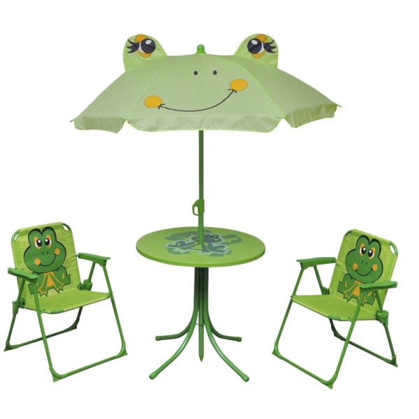 Set Bistro Pentru Copii De Grădină Cu Umbrelă 3 Piese Verde 41843